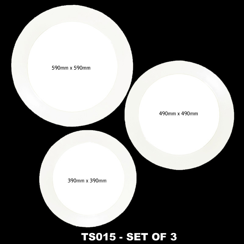 TS015 Wall décor art mirror white tone modern small round set of 3